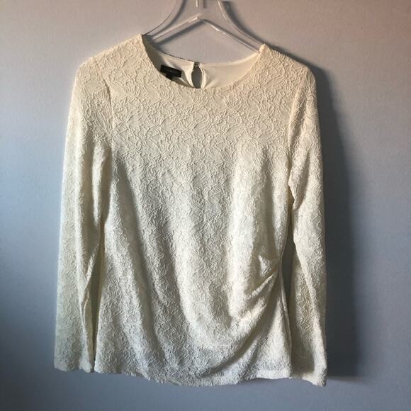 Talbots Lace Long Sleeve Blouse Key Hole Cream M - Picture 1 of 7